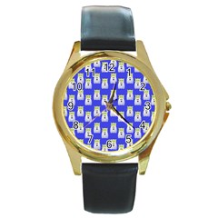 Ghost Pet Blue Round Gold Metal Watch by snowwhitegirl