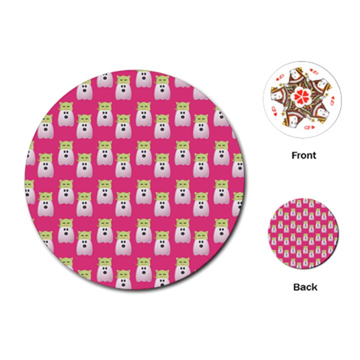 Ghost Pet Pink Playing Cards (Round)