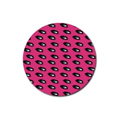 Eyes Dark Pink Rubber Round Coaster (4 Pack)  by snowwhitegirl