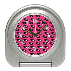 Eyes Dark Pink Travel Alarm Clock by snowwhitegirl