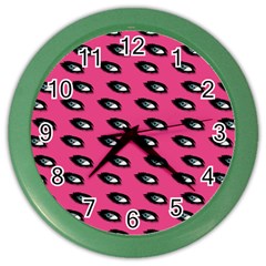 Eyes Dark Pink Color Wall Clock by snowwhitegirl