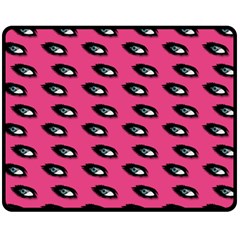 Eyes Dark Pink Fleece Blanket (medium)  by snowwhitegirl