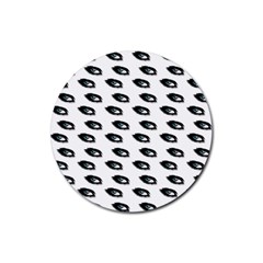 Eyes White Rubber Round Coaster (4 Pack)  by snowwhitegirl