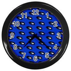 Eyes Blue Wall Clock (black) by snowwhitegirl