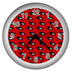 Eyes Red Wall Clock (silver) by snowwhitegirl