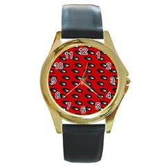 Eyes Red Round Gold Metal Watch by snowwhitegirl