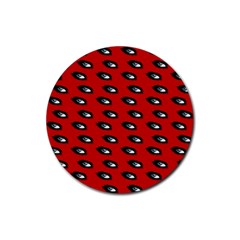 Eyes Red Rubber Round Coaster (4 Pack)  by snowwhitegirl