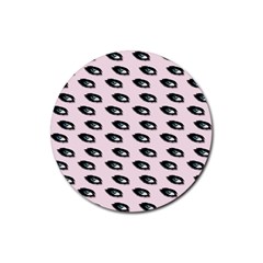 Eyes Pink Rubber Round Coaster (4 Pack)  by snowwhitegirl