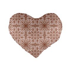 Ornamental Brown Standard 16  Premium Heart Shape Cushions by snowwhitegirl