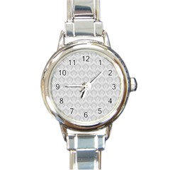 Damask Grey Round Italian Charm Watch by snowwhitegirl