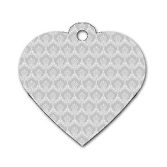 Damask Grey Dog Tag Heart (two Sides) by snowwhitegirl