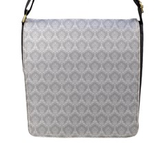 Damask Grey Flap Closure Messenger Bag (l) by snowwhitegirl