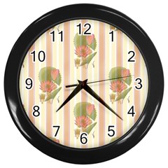 Lotus Flower Waterlily Wallpaper Wall Clock (black) by Mariart