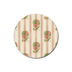 Lotus Flower Waterlily Wallpaper Rubber Round Coaster (4 Pack)  by Mariart