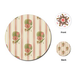 Lotus Flower Waterlily Wallpaper Playing Cards (round) by Mariart