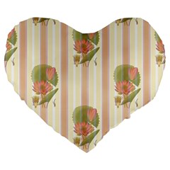 Lotus Flower Waterlily Wallpaper Large 19  Premium Heart Shape Cushions by Mariart