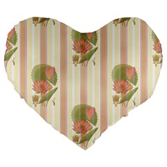 Lotus Flower Waterlily Wallpaper Large 19  Premium Flano Heart Shape Cushions by Mariart