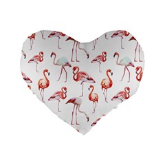 Pink flamingos Standard 16  Premium Flano Heart Shape Cushions