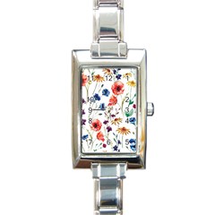 Rainbow flowers Rectangle Italian Charm Watch