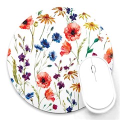 Rainbow flowers Round Mousepads