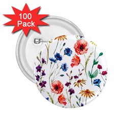 Rainbow flowers 2.25  Buttons (100 pack) 