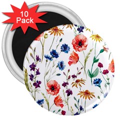 Rainbow flowers 3  Magnets (10 pack) 