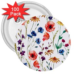 Rainbow flowers 3  Buttons (100 pack) 