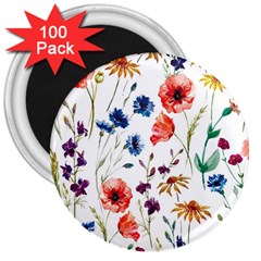 Rainbow flowers 3  Magnets (100 pack)