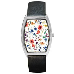 Rainbow flowers Barrel Style Metal Watch