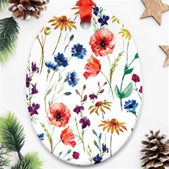 Rainbow flowers Oval Ornament (Two Sides)