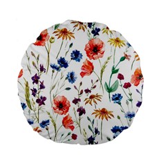 Rainbow flowers Standard 15  Premium Flano Round Cushions