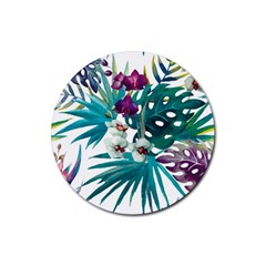 Monstera flowers Rubber Coaster (Round) 