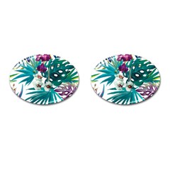 Monstera flowers Cufflinks (Oval)