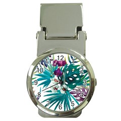 Monstera flowers Money Clip Watches