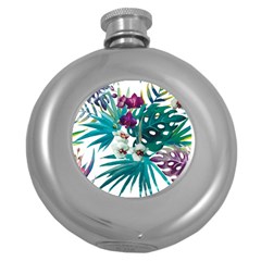 Monstera flowers Round Hip Flask (5 oz)