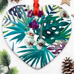 Monstera flowers Heart Ornament (Two Sides)