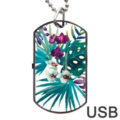 Monstera flowers Dog Tag USB Flash (One Side)