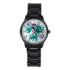 Monstera flowers Stainless Steel Round Watch