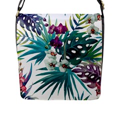 Monstera flowers Flap Closure Messenger Bag (L)