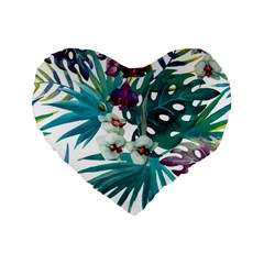 Monstera flowers Standard 16  Premium Flano Heart Shape Cushions