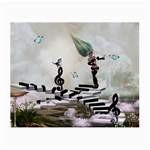 Cute fairy dancing on a piano with butterflies and birds Small Glasses Cloth (2-Side) Back