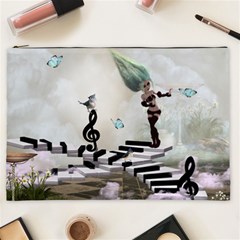 Cute Fairy Dancing On A Piano With Butterflies And Birds Cosmetic Bag (xxl) by FantasyWorld7