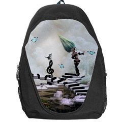 Cute Fairy Dancing On A Piano With Butterflies And Birds Backpack Bag by FantasyWorld7