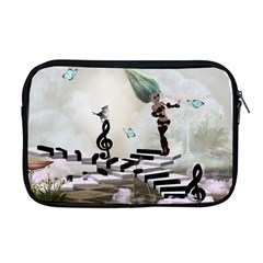 Cute Fairy Dancing On A Piano With Butterflies And Birds Apple Macbook Pro 17  Zipper Case by FantasyWorld7