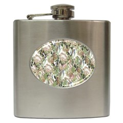 Romantic Beige Flowers Hip Flask (6 Oz) by retrotoomoderndesigns