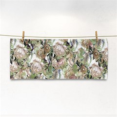 Romantic Beige Flowers Hand Towel by retrotoomoderndesigns