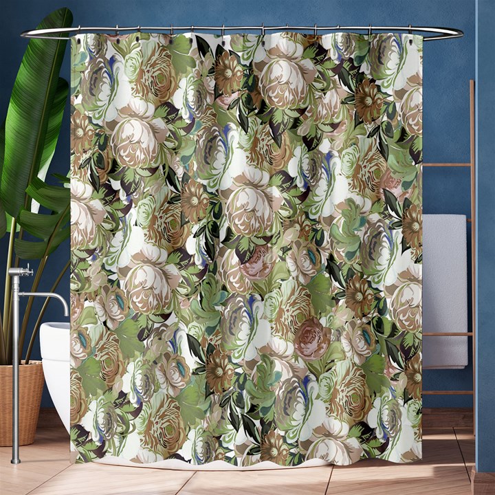 Romantic Beige Flowers Shower Curtain 60  x 72  (Medium) 