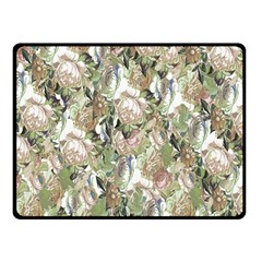 Romantic Beige Flowers Double Sided Fleece Blanket (small)  by retrotoomoderndesigns