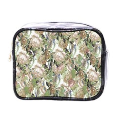 Romantic Beige Flowers Mini Toiletries Bag (one Side) by retrotoomoderndesigns