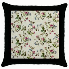 Vintage Roses Throw Pillow Case (black) by retrotoomoderndesigns